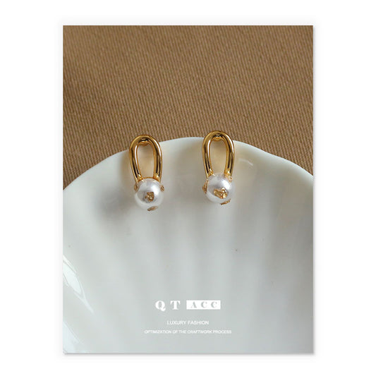 Gold Plated Water Drop Pearl Minimalist Earring Stud