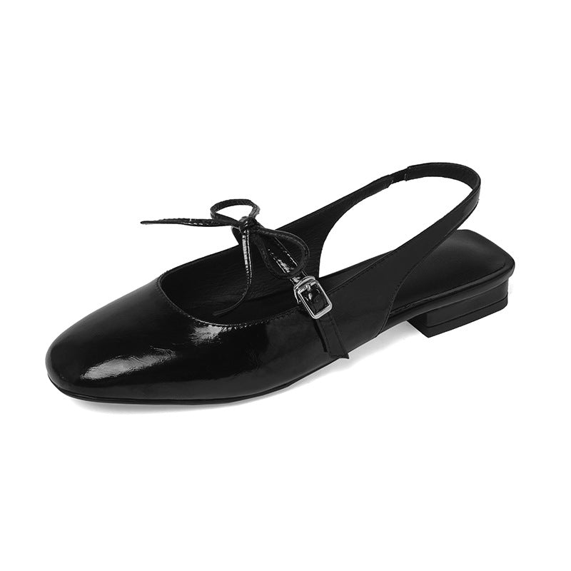 Bow Flat Leather Sandals