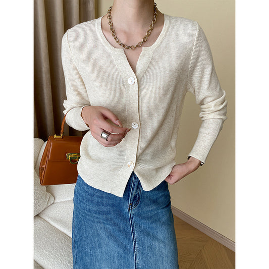 Loose Small V-neck Knitted Cardigan Top