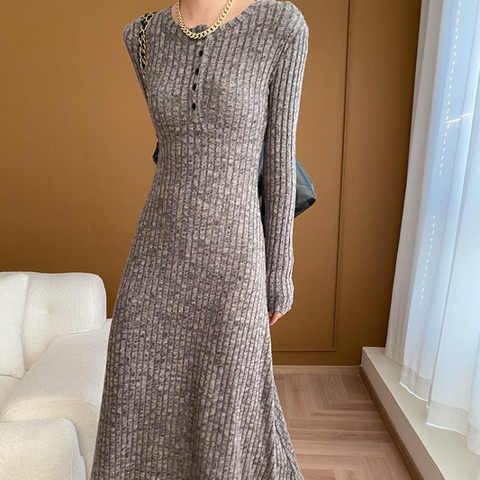 Pitted Shoulder Pad Knitted Dress