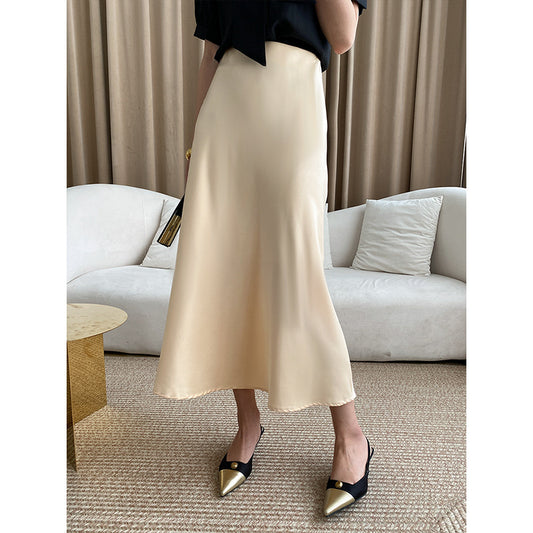 Pearl Satin High Waist A-line Skirt