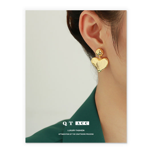 Gold Plated Heart Minimalist Earring Dangle