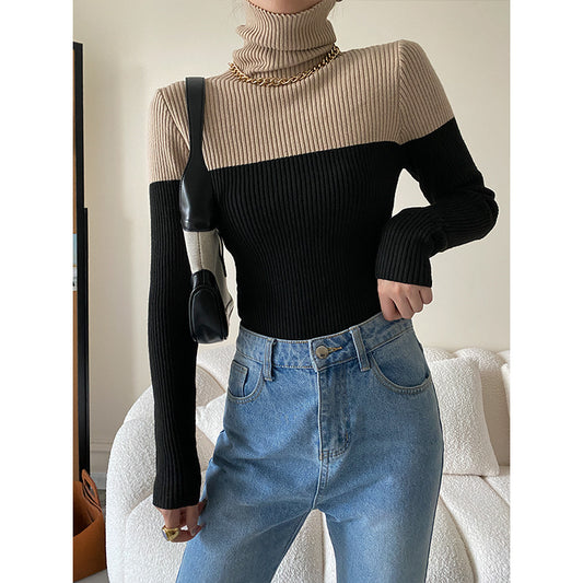 Color Matching Knitted Loose Sweater Top