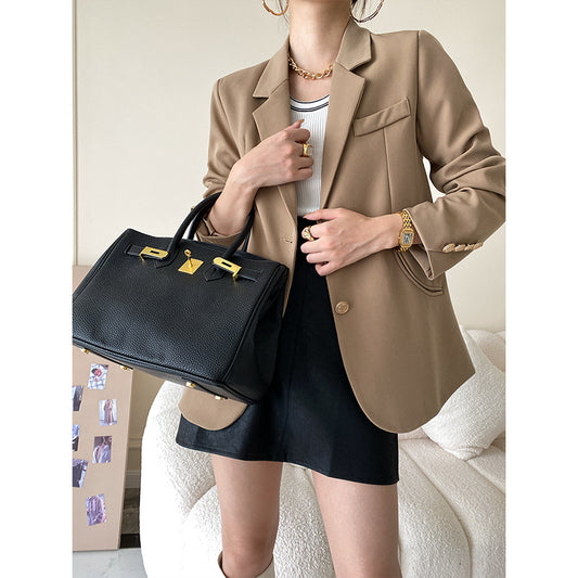 French Gold Buckle Casual Blazer